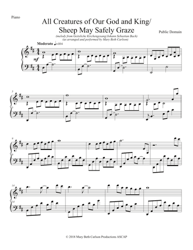 All Creatures of Our God and King / Sheep May Safely Graze (arr. Mary Beth Carlson)
