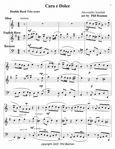 Cara e Dolce-Scarlatti-Double Reed Trio (arr. Phil Beaman)
