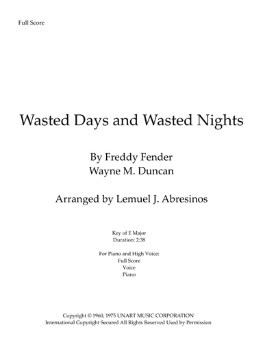 Wasted Days And Wasted Nights (arr. Lemuel J. Abresinos)