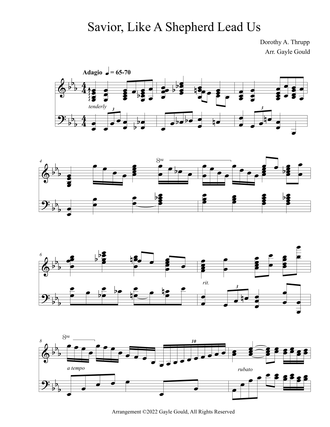 Savior, Like A Shepherd Lead Us -- Advanced Piano Solo (arr. Gayle Gould)