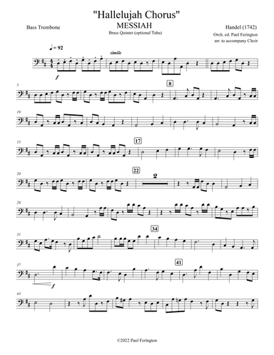 "Hallelujah Chorus" for Brass Quintet & Timpani (to accompany singers) (arr. Paul Ferington)