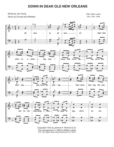 DOWN IN DEAR OLD NEW ORLEANS (arr. Walter Latzko)