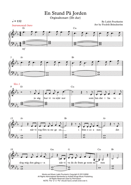 En Stund Pa Jorden (arr. Fredrik Brändström)