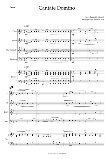Cantate Domino - Handel (Woodwind Quartet) Piano and chords (arr. Cadu Barcelos)