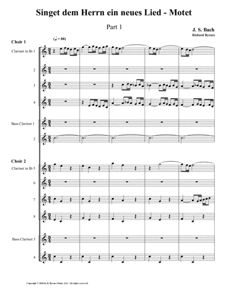 Singet dem Herrn ein neues Lied Motet, Part 1 by J.S. Bach (Double Clarinet Choir) (arr. Richard Byrnes)