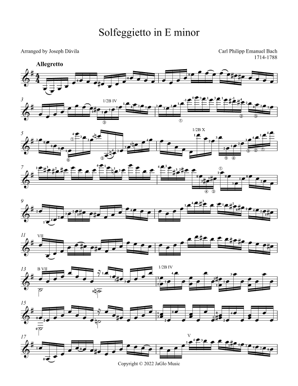 Solfeggietto in E minor (arr. Joseph Dávila)