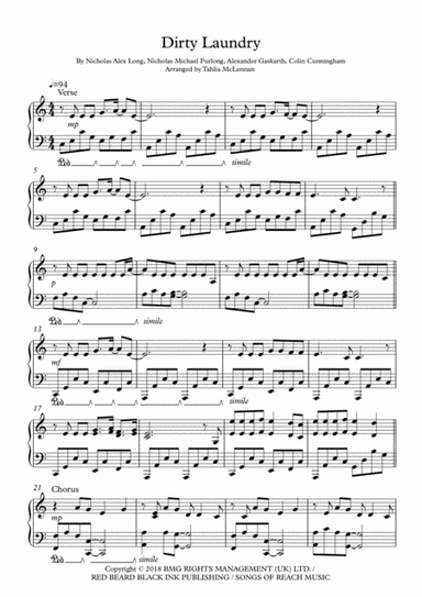 Dirty Laundry (arr. Tahlia McLennan)