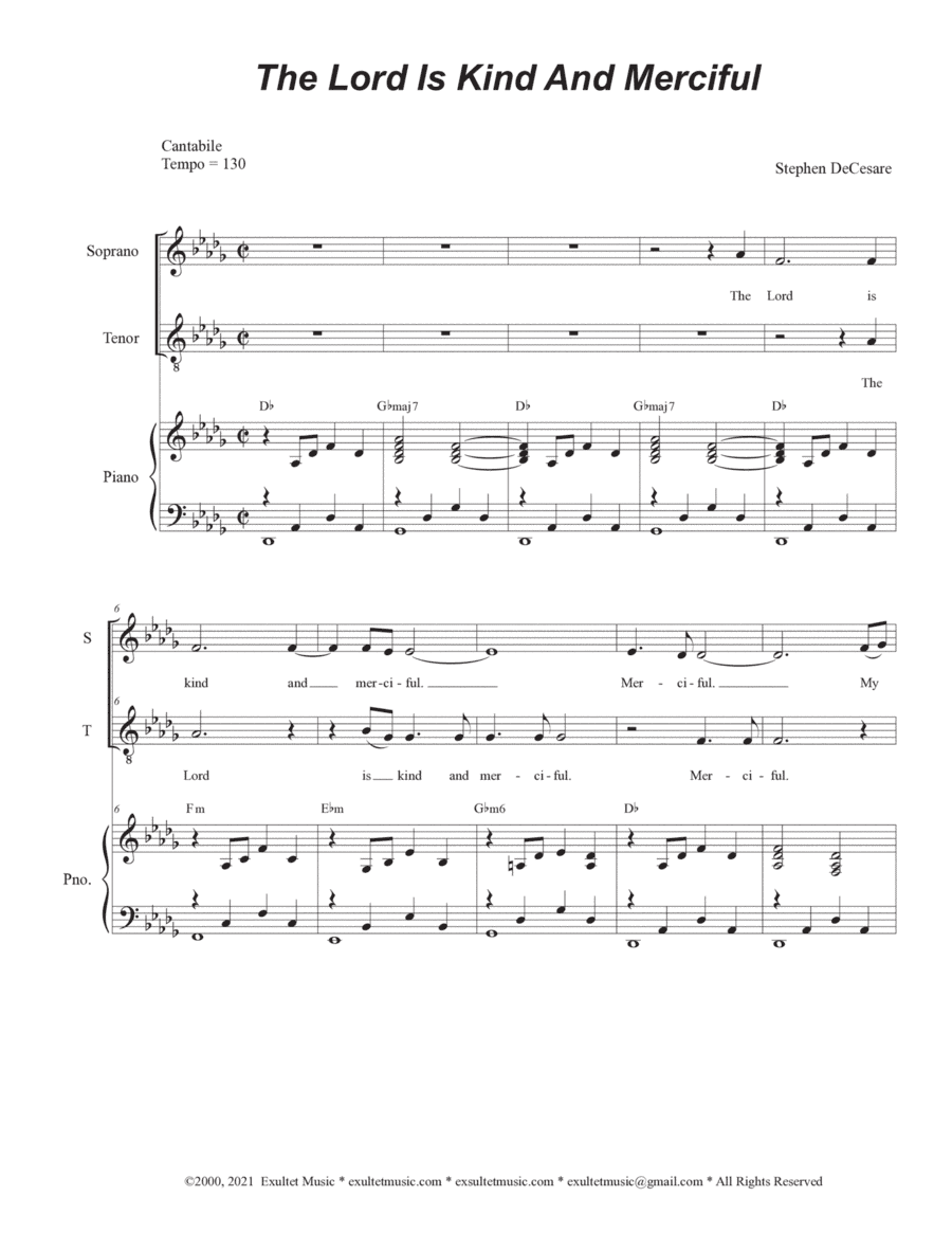The Lord Is Kind And Merciful (Duet for Soprano and Tenor solo)