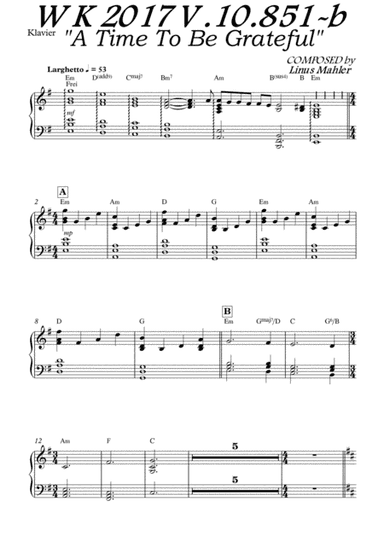 A Time to be Grateful - Piano