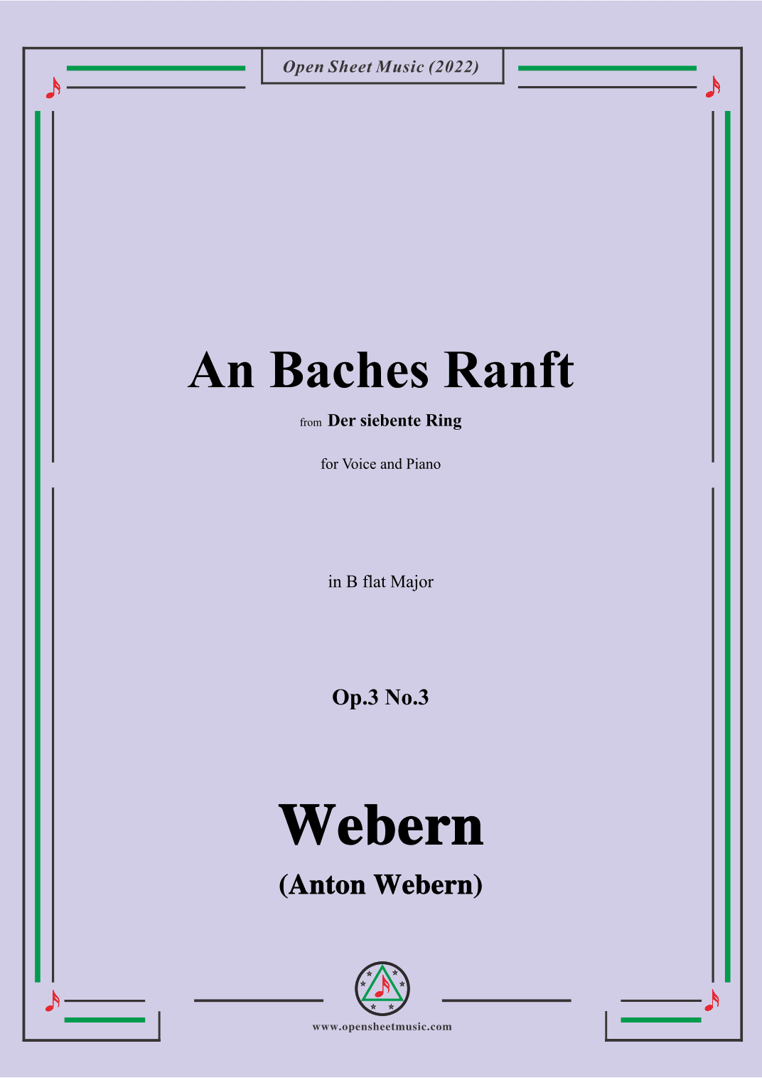 Webern-An Baches Ranft,Op.3 No.3,in B flat Major (arr. OSM Press)