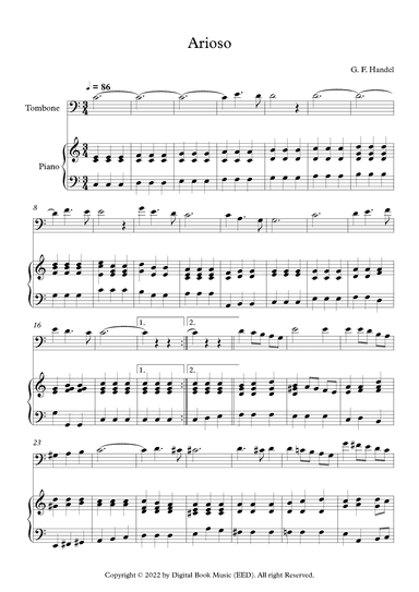Arioso - George Frideric Handel (Trombone + Piano) (arr. Digital Book Music)