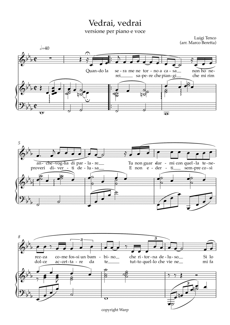 Vedrai Vedrai (arr. Marco Beretta)