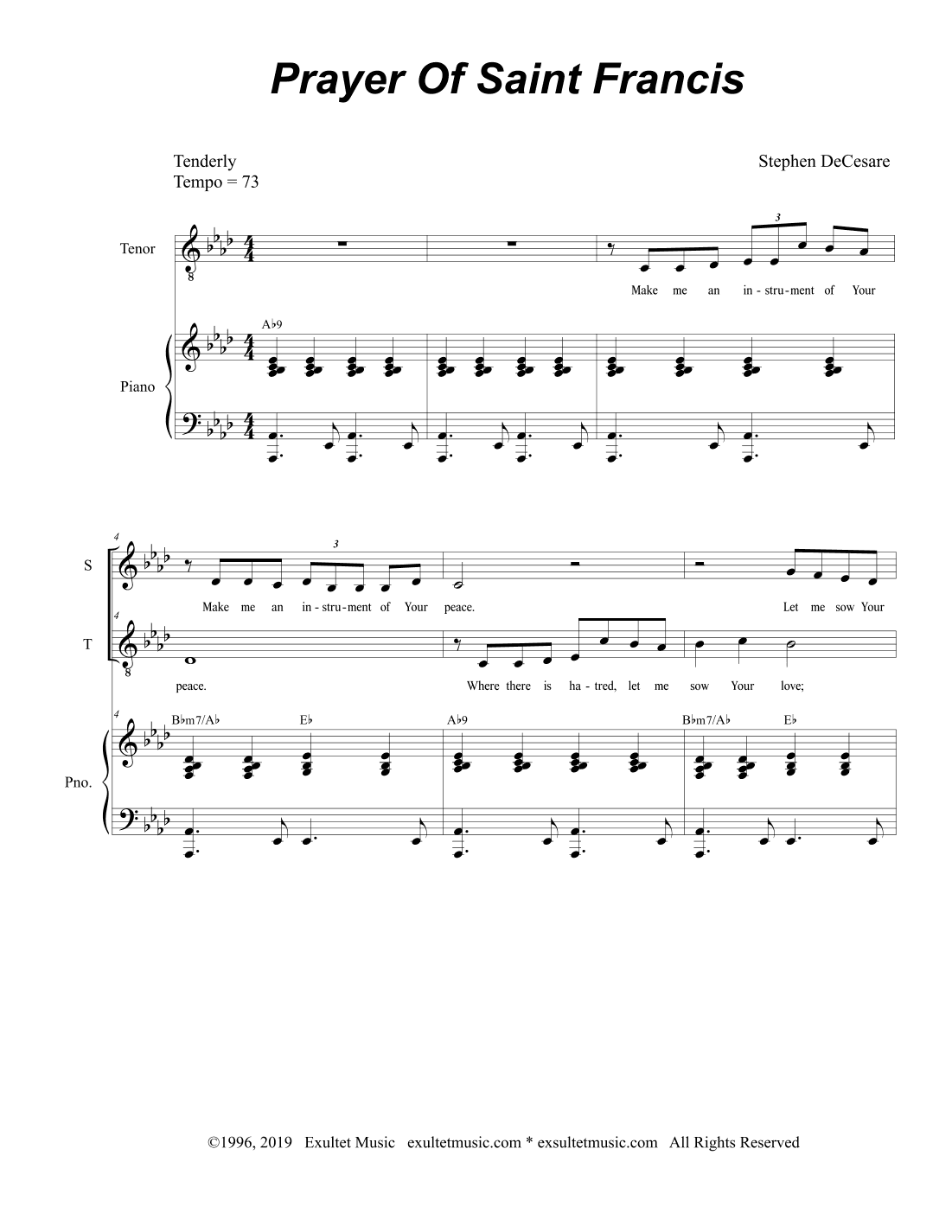 Prayer Of Saint Francis (2-part choir - (Soprano and Tenor)