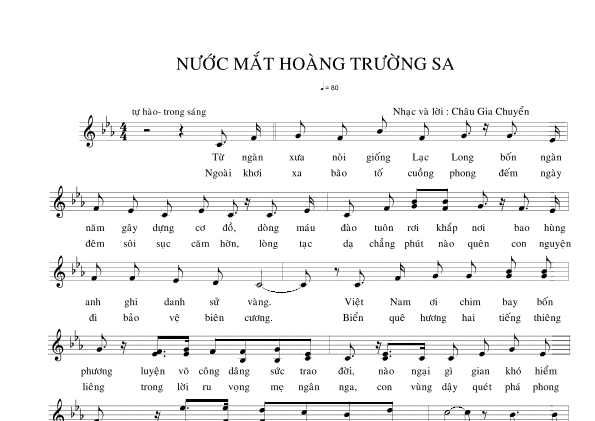 Nu?c M?t Hoàng Tru?ng Sa - Score Only