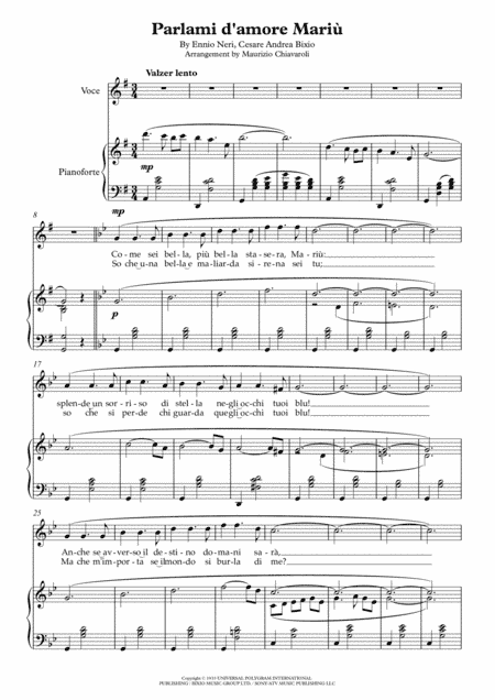 Parlami D'amore Mariu (arr. Maurizio Chiavaroli)