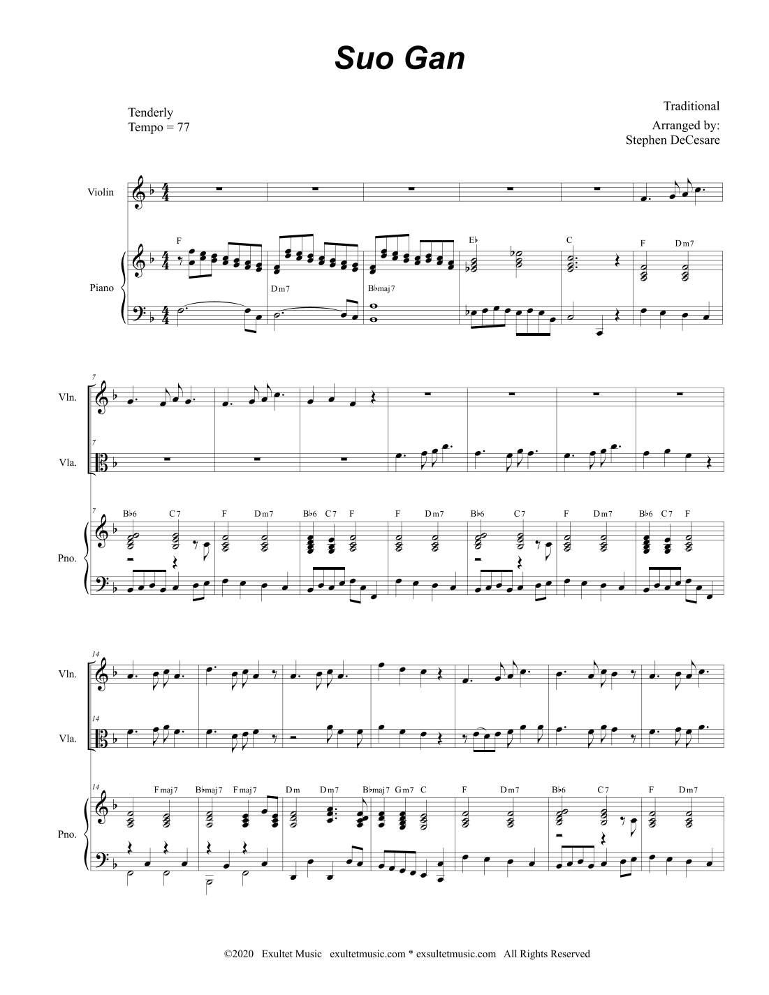 Suo Gan (Duet for Violin and Viola) (arr. Stephen DeCesare)