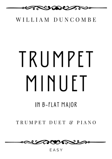 Duncombe - Trumpet Menuet in B flat Major - Easy (arr. Piacere Music Sheets)