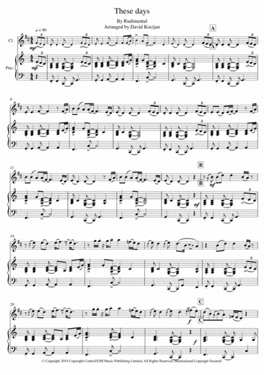 These Days (arr. David Kocijan)
