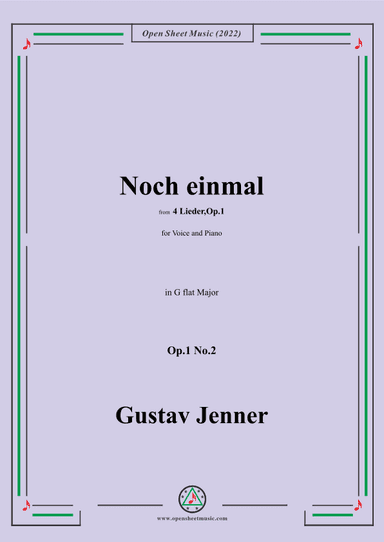 Jenner-Noch einmal,in G flat Major,Op.1 No.2,from '4 Lieder,Op.1' (arr. OSM Press)