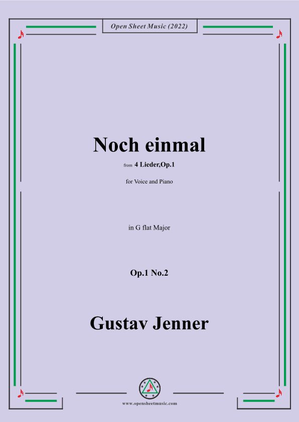 Jenner-Noch einmal,in G flat Major,Op.1 No.2,from '4 Lieder,Op.1' (arr. OSM Press)