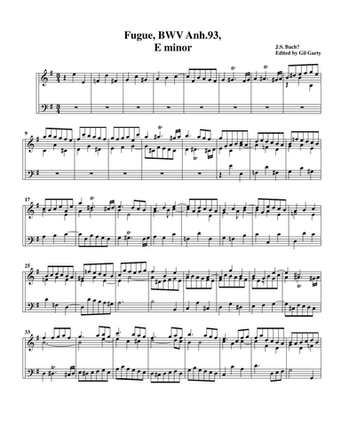 Fugue BWV Anh. 93, E minor (arr. Gil Garty)