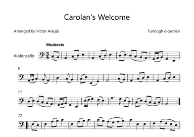 Carolan's Welcome - Violoncello Lead Sheet With Chord Symbols (arr. Victor Araújo)