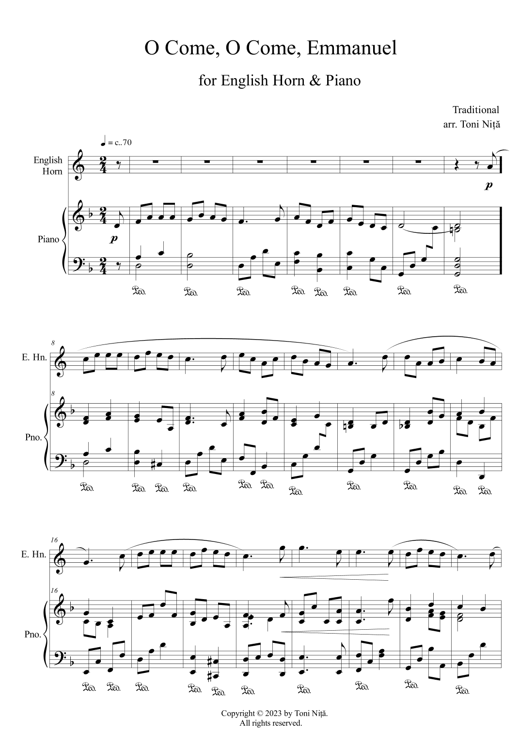 O Come, O Come, Emmanuel (for English Horn & Piano) (arr. Toni Nita)