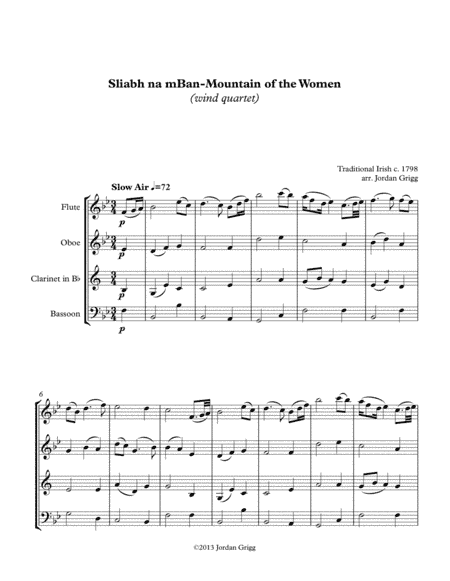 Sliabh na mBan - Mountain of the Women (wind quartet) (arr. Jordan Grigg)