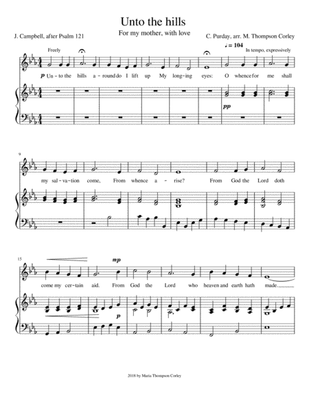 Unto the hills (low key) (arr. Maria Thompson Corley)