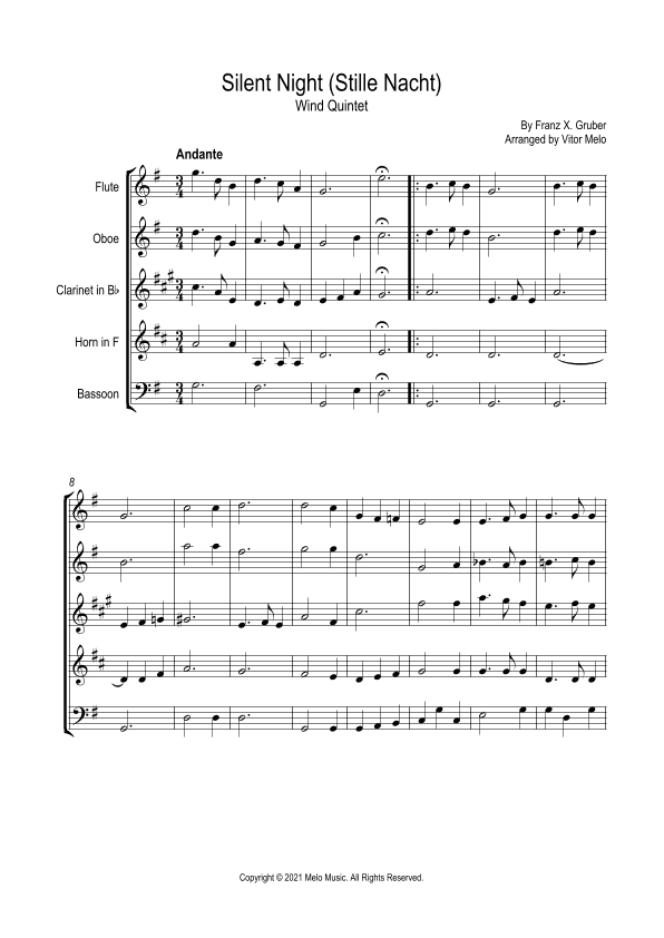 Silent Night (Stille Nacht) - Wind Quintet (arr. Vitor Melo)