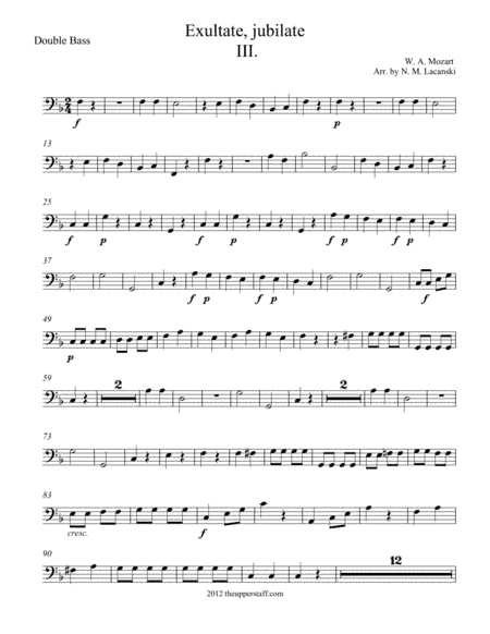 Exultate, jubilate Movement III "Alleluia" (arr. Nick Lacanski)