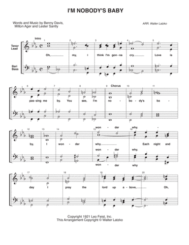 I'M NOBODY'S BABY (arr. Walter Latzko)