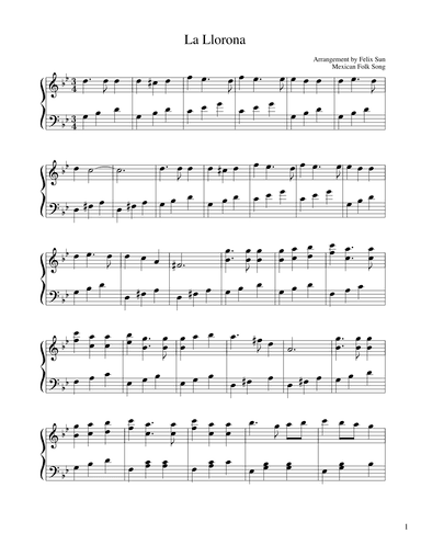 La Llorona (Piano Solo - Beautiful Mexican Folk Song) (arr. Felix Sun)