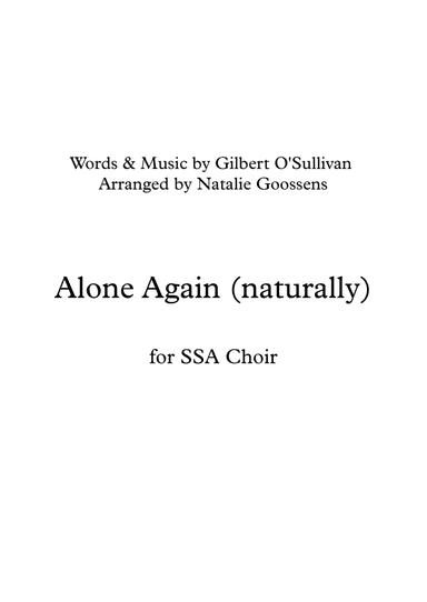Alone Again (naturally) (arr. Natalie Goossens)