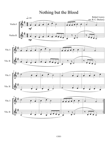 Nothing but the Blood (violin duet) (arr. B. C. Dockery)