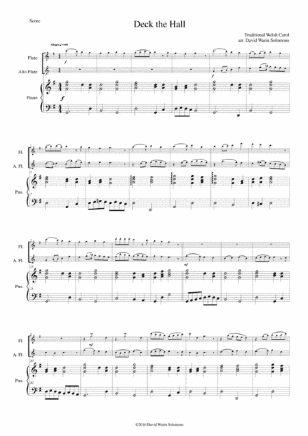 Deck the Hall for flute, alto flute and piano (arr. David Warin Solomons)