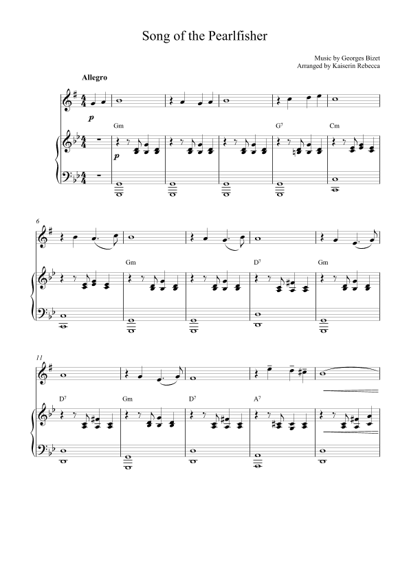 Song of the Pearlfisher (arr. Kaiserin Rebecca)