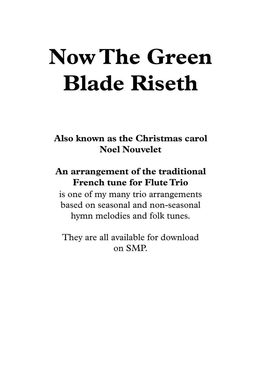 Now The Green Blade Riseth (Noel Nouvelet), for Flute Trio (arr. Nigel Williams)