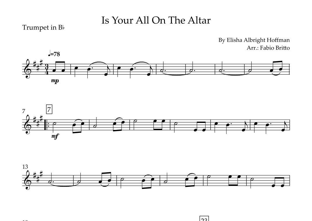 Is Your All On The Altar? (arr. Fabio Britto)