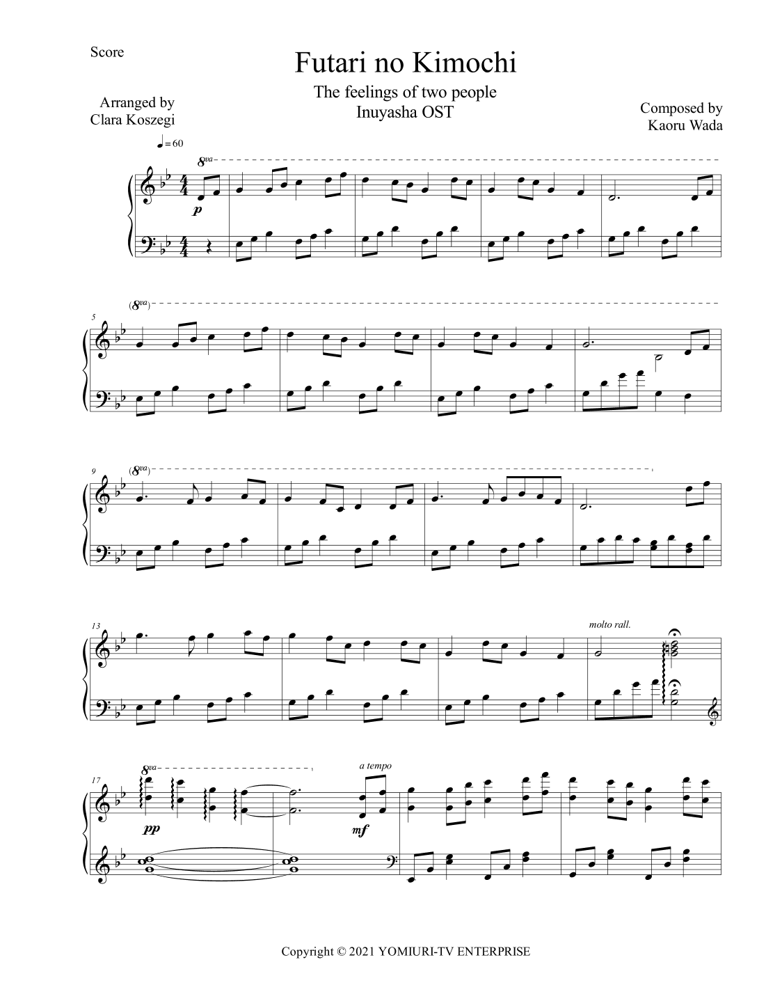 Inuyasha Ost (arr. Clara Koszegi)