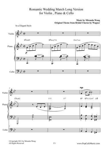 Romantic Wedding March - Long Version for Violin, Piano & Cello (arr. Miranda Wong)