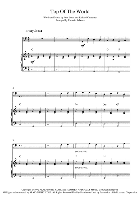 Top Of The World (arr. Kaiserin Rebecca)