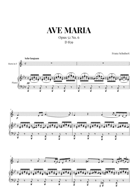 Ave Maria (Schubert) for French Horn and Piano (arr. Cadenza Editions)
