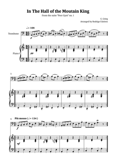In the Hall of the Mountain King (for trombone solo w/ piano accompaniment) (arr. Rodrigo Faleiros)