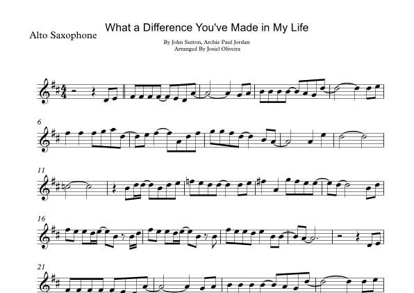 What A Difference You've Made In My Life (arr. Josiel Oliveira)