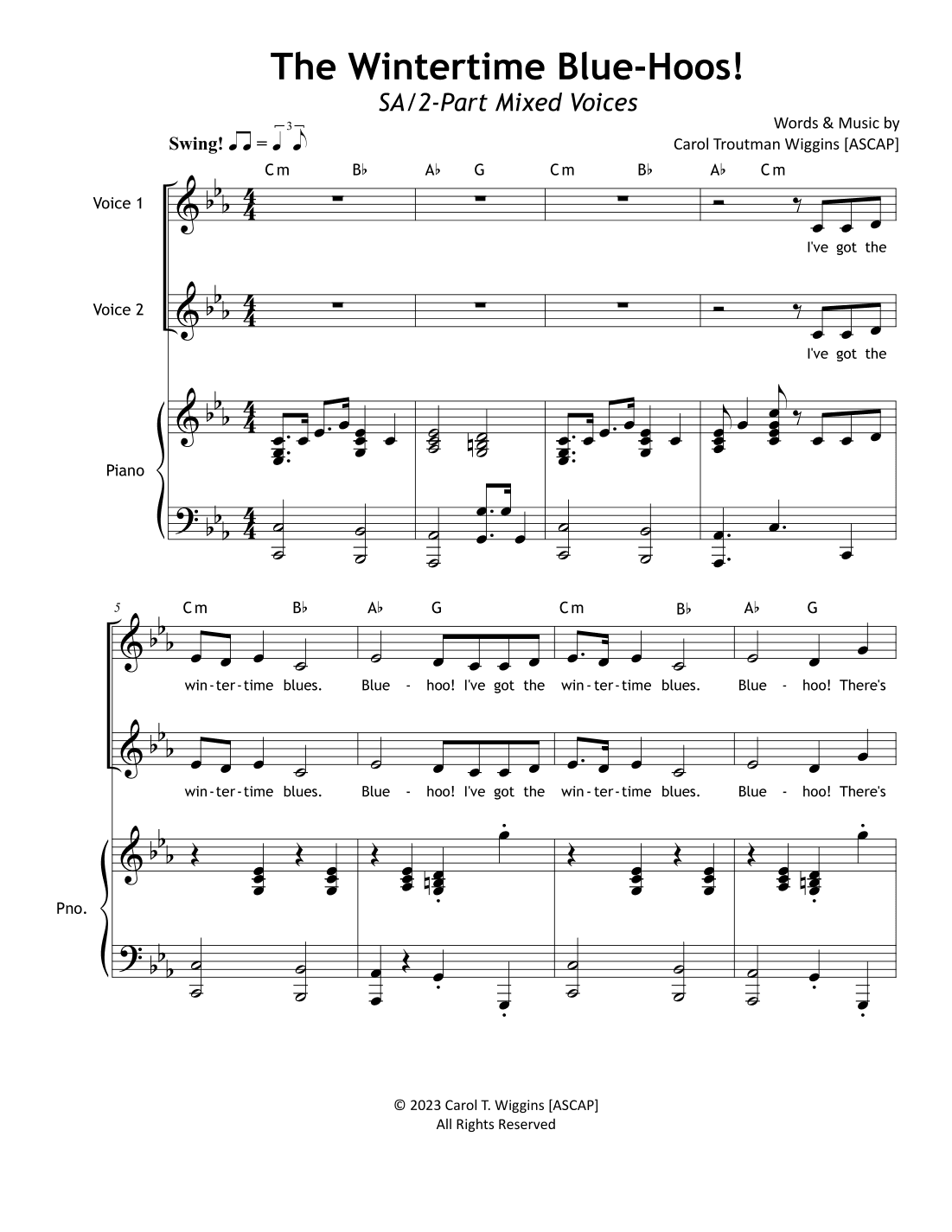 The Wintertime Blue-hoos! (SA/2-Part Mixed Voices)