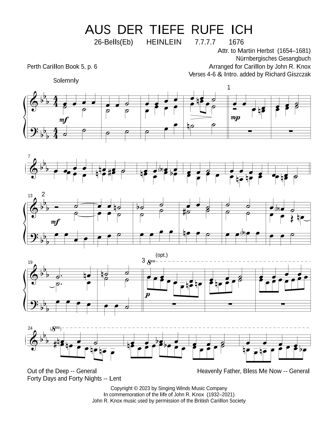 26B. AUS DER TIEFE RUFE ICH (arr. John R. Knox & Richard Giszczak)