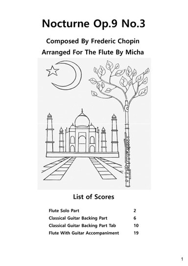 Nocturne Op.9 No.3 BM By Chopin For Flute Solo and Guitar Accompaniment (arr. Micha)