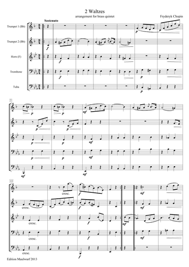 2 Waltzes (Chopin) (arr. Edition Maulwurf)