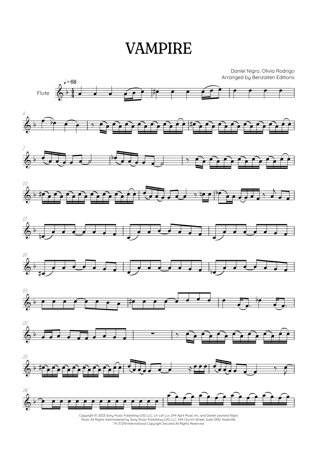 Vampire (arr. Benzaiten Editions)